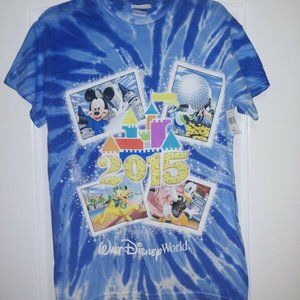 Walt Disney World 2015 Blue Tie Dye Shirt - Small